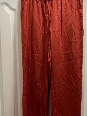 LOFT Burnt Orange Wide-Leg Satin Pants